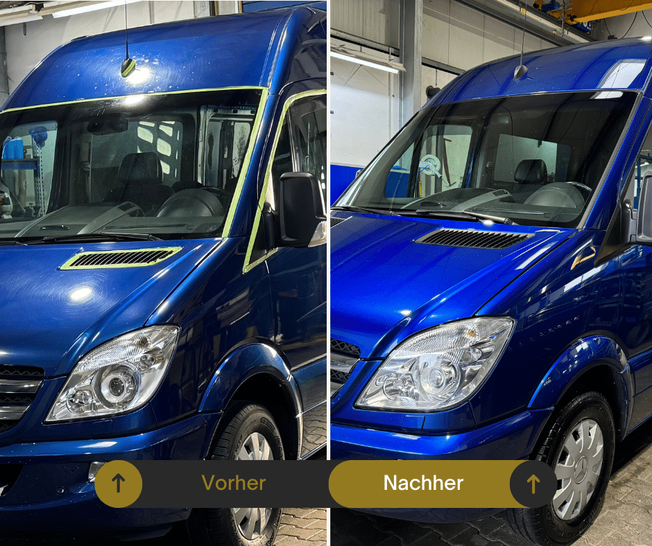 Mercedes-Van Reinigung: Vorher-Nachher Unterschied deutlich sichtbar.